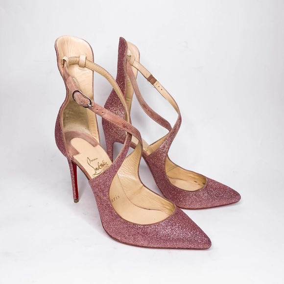 Christian Louboutin Marlenarock Size 36.5 100mm Heels in Glitter Pink. - Picture 4 of 12